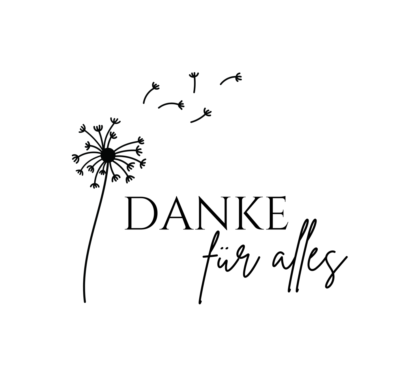 Plotterdatei " Danke Für Alles + Pusteblume " in Deutsch, digitale Datei